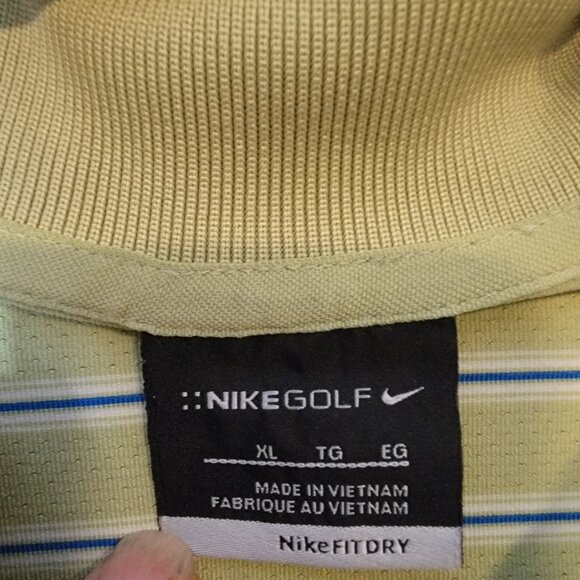 Nike Golf Polo Shirt Men's Size XL Short Sleeve Lime Green with Blue White Strip - Picture 4 of 4